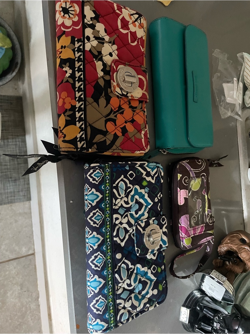 Vera Bradley Quilted Floral and Teal Wallet Bundle